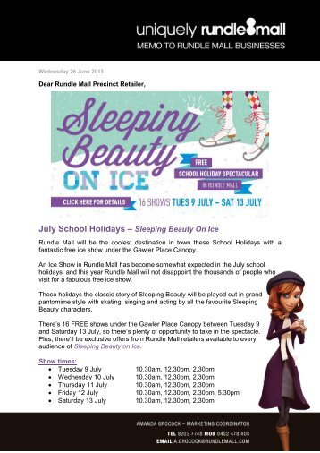 July School Holidays â Sleeping Beauty On Ice - Rundle Mall