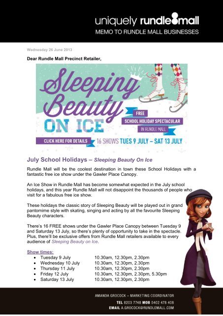 July School Holidays â Sleeping Beauty On Ice - Rundle Mall