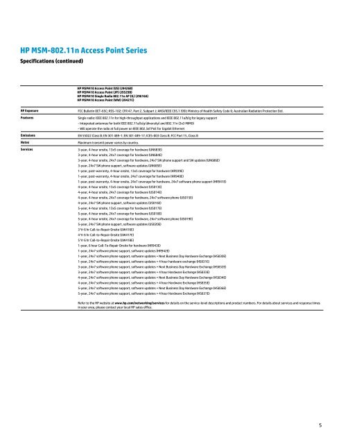 HP MSM-802.11n Access Point Series - HP Networking