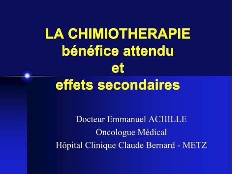 LA CHIMIOTHERAPIE bÃ©nÃ©fice attendu et effets ... - ammppu