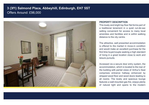 3 (3f1) Salmond Place, Abbeyhill, Edinburgh, EH7 5ST Offers Around