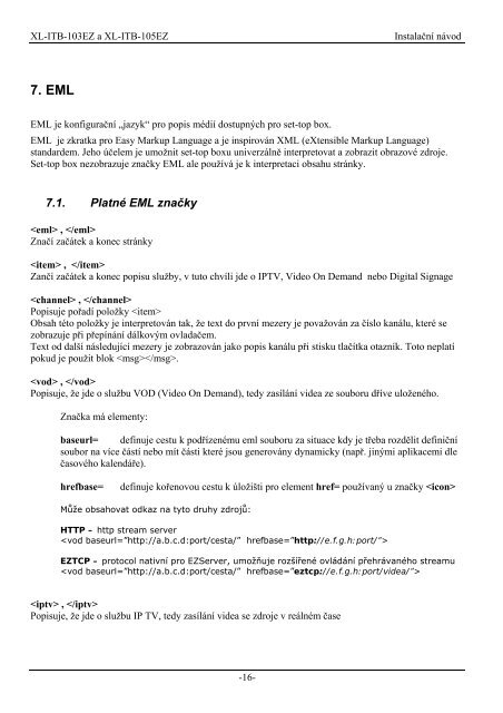 XL-ITB-103EZ XL-ITB-105EZ IP set-top box