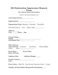 2009 Saintsation Appearance Request Form - Saintsations