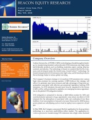 Carbon Sciences Inc. Beacon Equity Research ... - Small Cap News