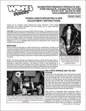 Honda 450E/S Mounting & ARS Adjustment ... - Works Shocks