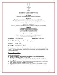 POSITION DESCRIPTION - Vintage Hotels