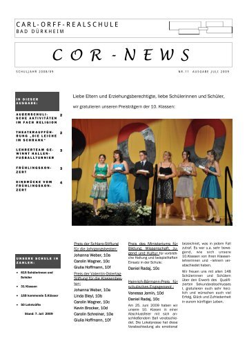 COR- NEWS Nr.11 Juli 09 - Carl-Orff-Realschule