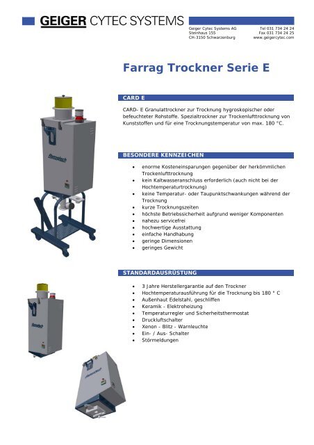 Farrag Trockner Serie E - Geiger Cytec Systems AG