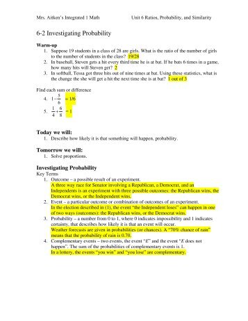 6-2 Investigating Probability notes