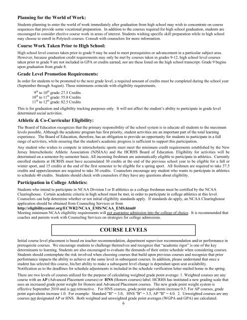 Program of Studies - Hunterdon Central Regional High School