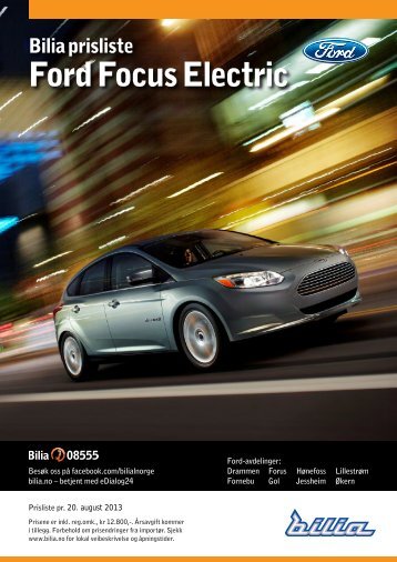 Prisliste Ford Focus Electric. - Bilia