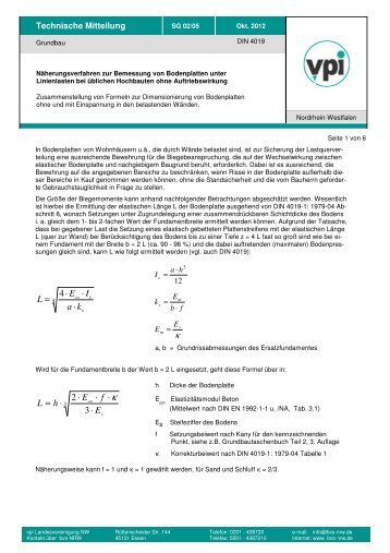 NÃ¤herungsverfahren zur Bemessung von Bodenplatten ... - vpi-NRW