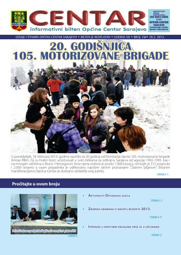 20. GODIÅ NJICA 105. MOTORIZOVANE BRIGADE - OpÄina Centar