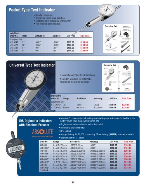 Winter Specials - Mitutoyo America Corporation