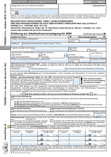 L1 - ErklÃ¤rung zur Arbeitnehmerveranlagung fÃ¼r 2004 - (Formular)