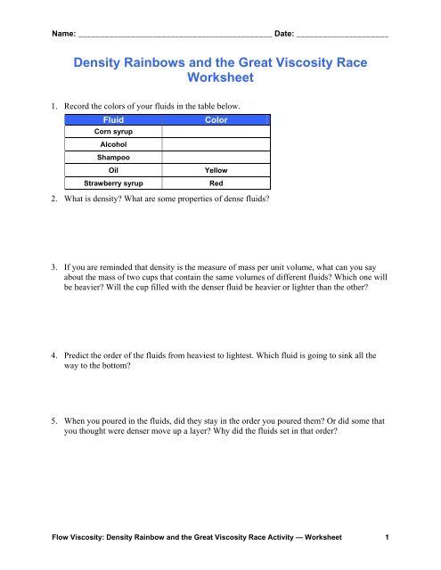 Order Of The Mass Worksheet