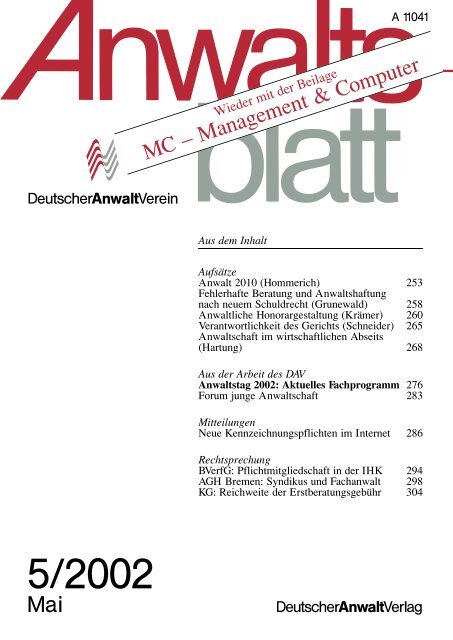B Anwaltsblatt Deutscher Anwaltverein