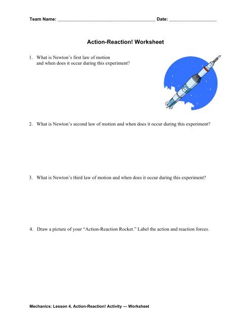 Action-Reaction! Worksheet - Teach Engineering