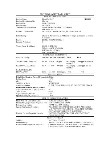 Blast Away MSDS - Hood Chemical