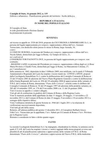 Consiglio di Stato, 16 gennaio 2012, n. 119 Edilizia e ... - Ediltecnico