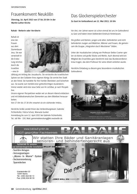 GEMEINDEzeitung der Martin-Luther-Gemeinde, April/Mai 2013 Teil 2