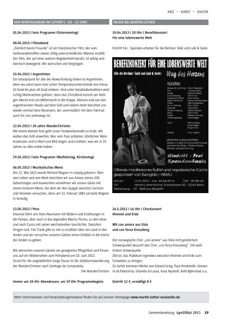 GEMEINDEzeitung der Martin-Luther-Gemeinde, April/Mai 2013 Teil 2