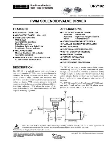 DRV102: PWM SOLENOID/VALVE DRIVER (Rev. A)