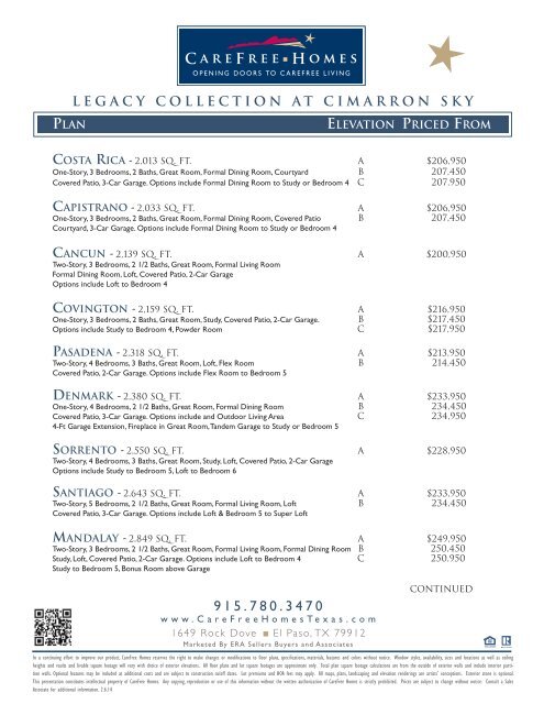 Legacy Collection At Cimarron Sky Page 2of 2 Carefree Homes