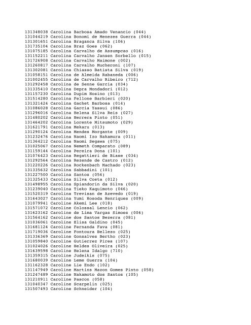 Unicamp - Vestibular Nacional 2013 Lista de Convocados ... - Veja