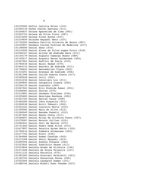 Unicamp - Vestibular Nacional 2013 Lista de Convocados ... - Veja