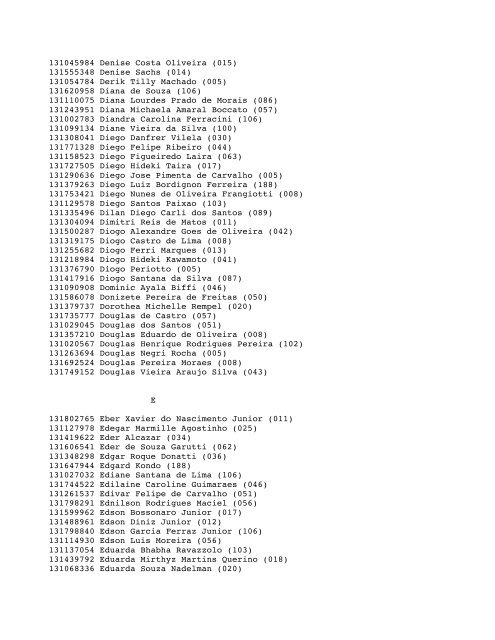 Unicamp - Vestibular Nacional 2013 Lista de Convocados ... - Veja