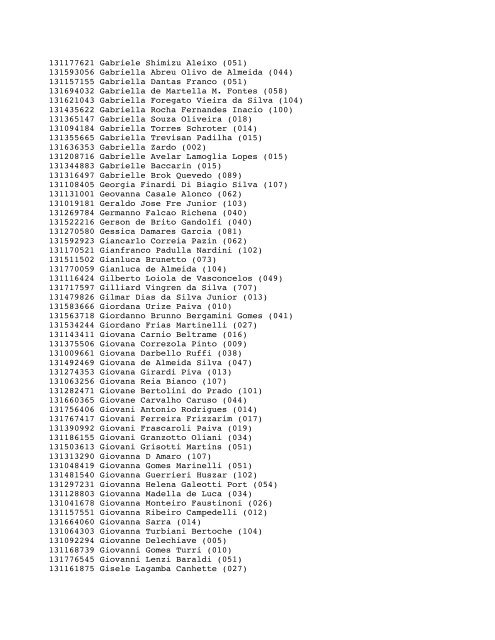 Unicamp - Vestibular Nacional 2013 Lista de Convocados ... - Veja