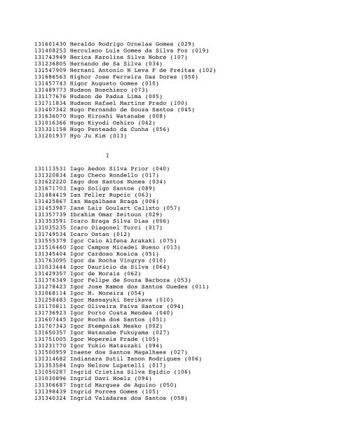 Unicamp - Vestibular Nacional 2013 Lista de Convocados ... - Veja