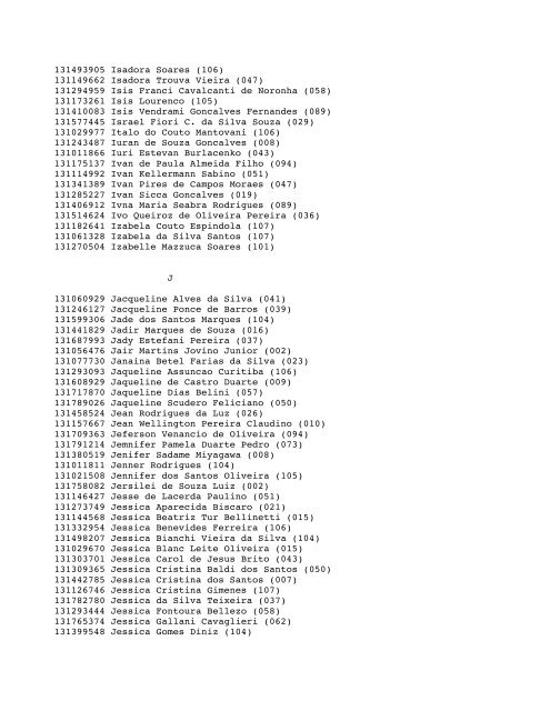 Unicamp - Vestibular Nacional 2013 Lista de Convocados ... - Veja