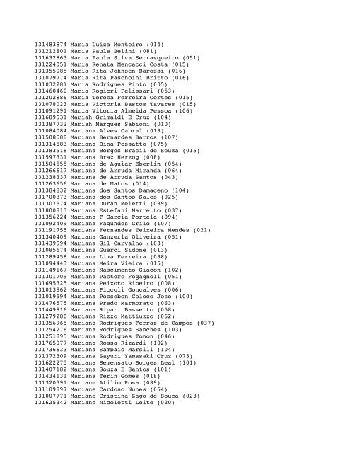 Unicamp - Vestibular Nacional 2013 Lista de Convocados ... - Veja