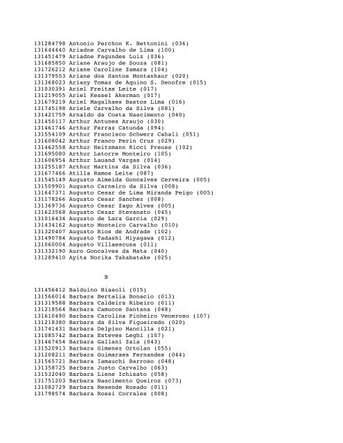 Unicamp - Vestibular Nacional 2013 Lista de Convocados ... - Veja