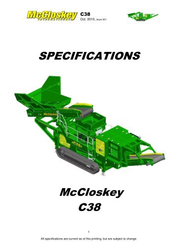 SPECIFICATIONS McCloskey C38 - Best Machinery Kft.