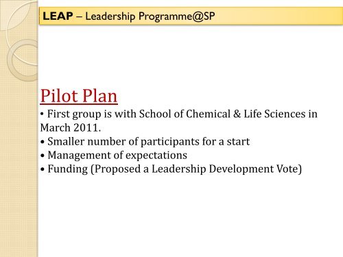 Leadership Development Programme@SP - LEAP