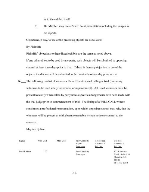 Here's a copy of the Aiken pretrial order. - Insurance Coverage Blog