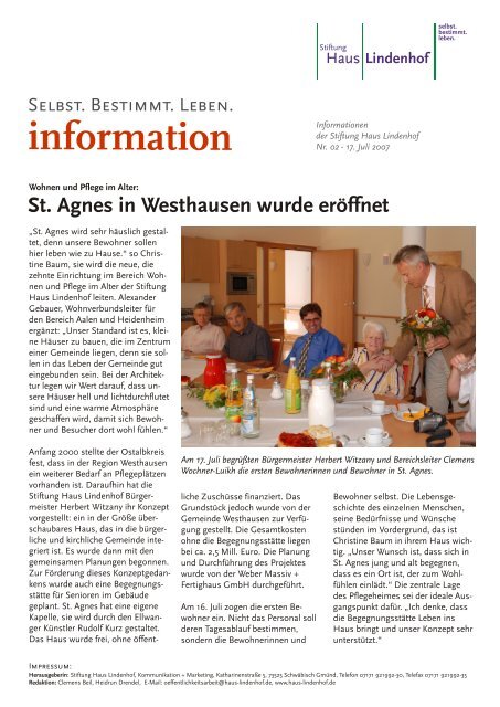 information - Stiftung Haus Lindenhof