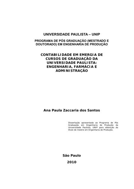UNIVERSIDADE PAULISTA â UNIP - Advances In Cleaner Production
