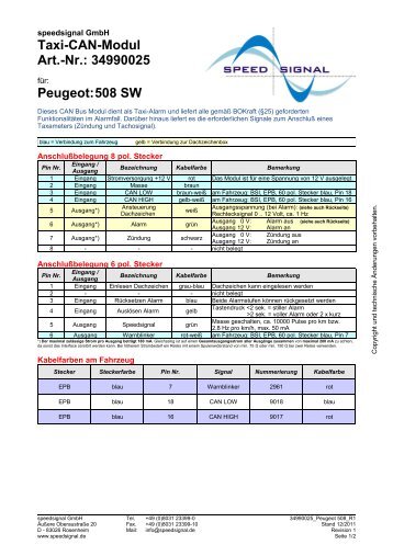 Taxi-CAN-Modul Art.-Nr.: 34990025 Peugeot:508 SW - speedsignal.de