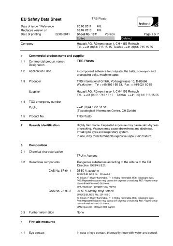 EU Safety Data Sheet - Habasit