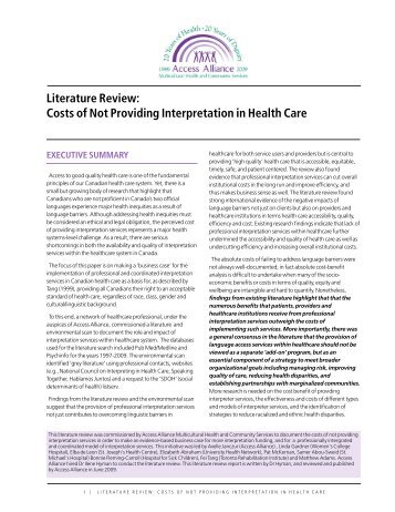 The Costs of Not Providing Interpretation Services - Critical Link