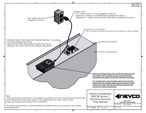 Indoor Installation MPCW Series 7 Wireless Receiver (Top ... - Nevco