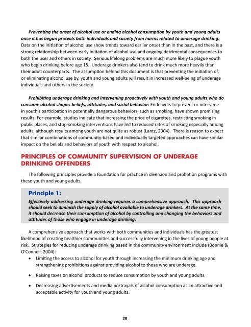 Intervention Principles and Practice Guidelines for - Underage ...