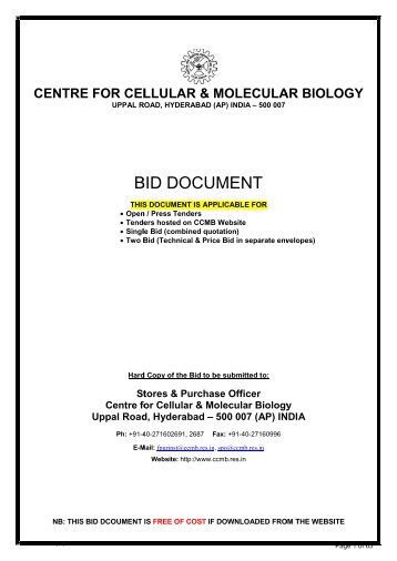 pdf tender document information - CCMB