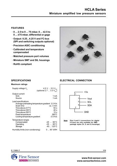 HCLA pressure sensor - Sensortechnics