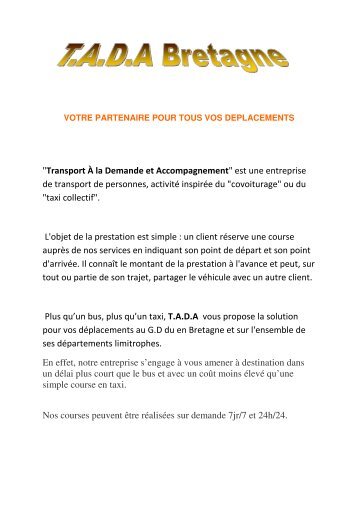 "Transport Ã la Demande et Accompagnement" est ... - CCI Rennes