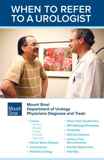 When To Refer To A Urologist Mount Sinai Hospital